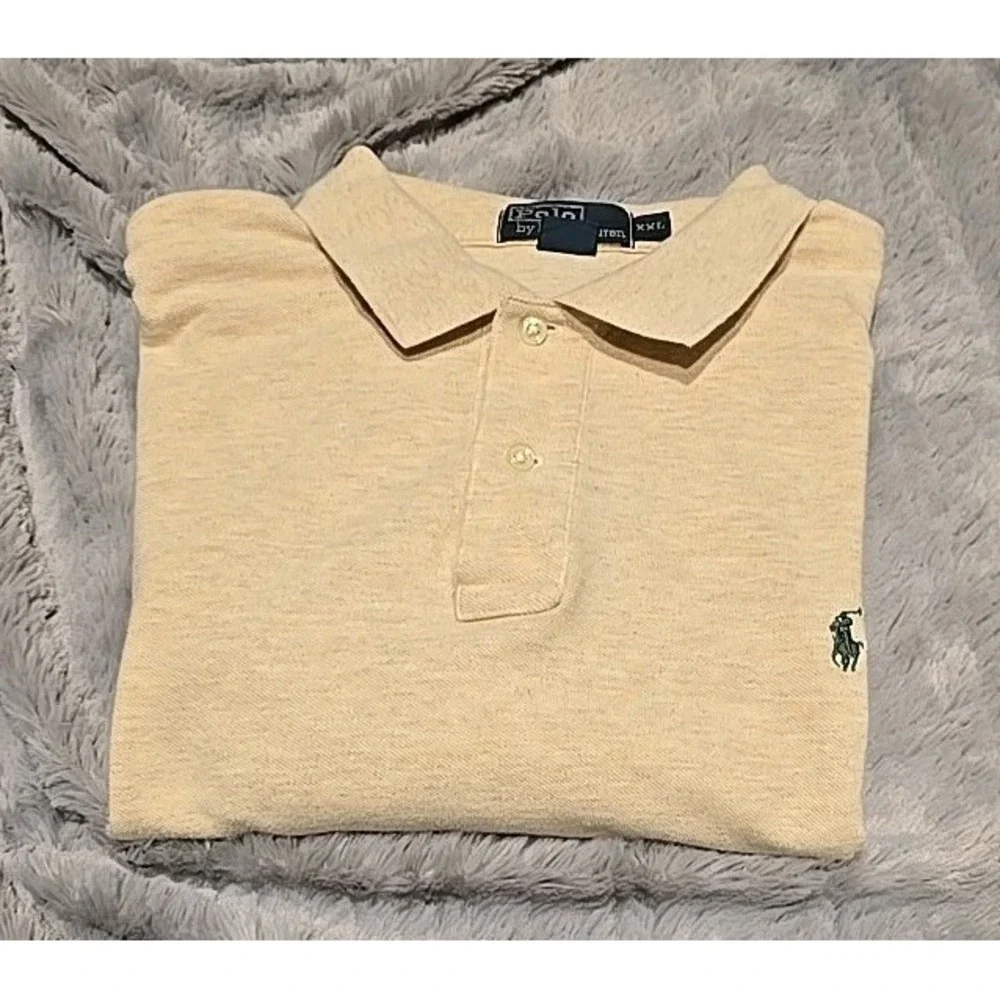 Polo Ralph Lauren Men's Polo XXL Cream Color‎ With Green Logo